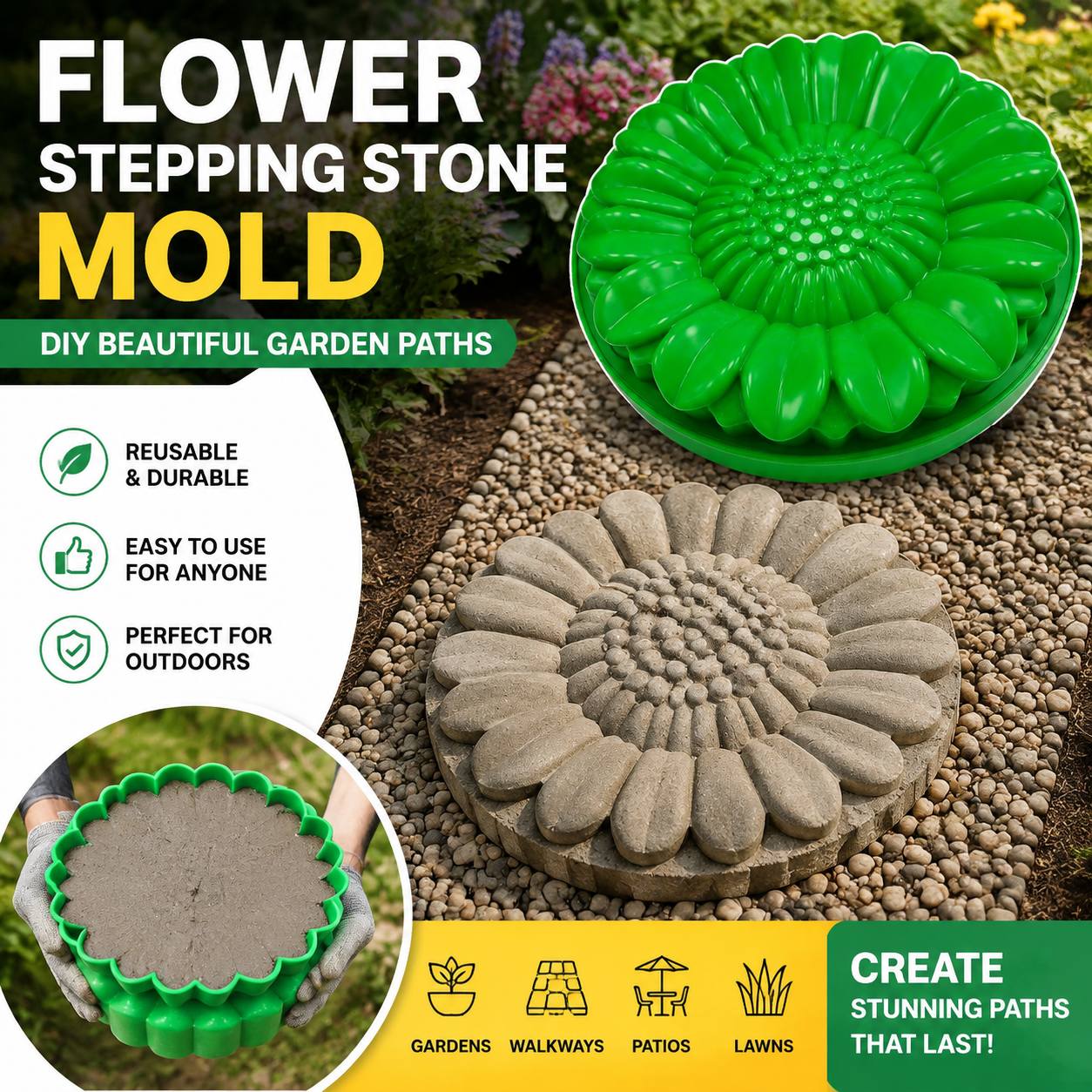 مجموعة قوالب حجرية على شكل زهر - مراجعة Gardening Tools Shop وسعره