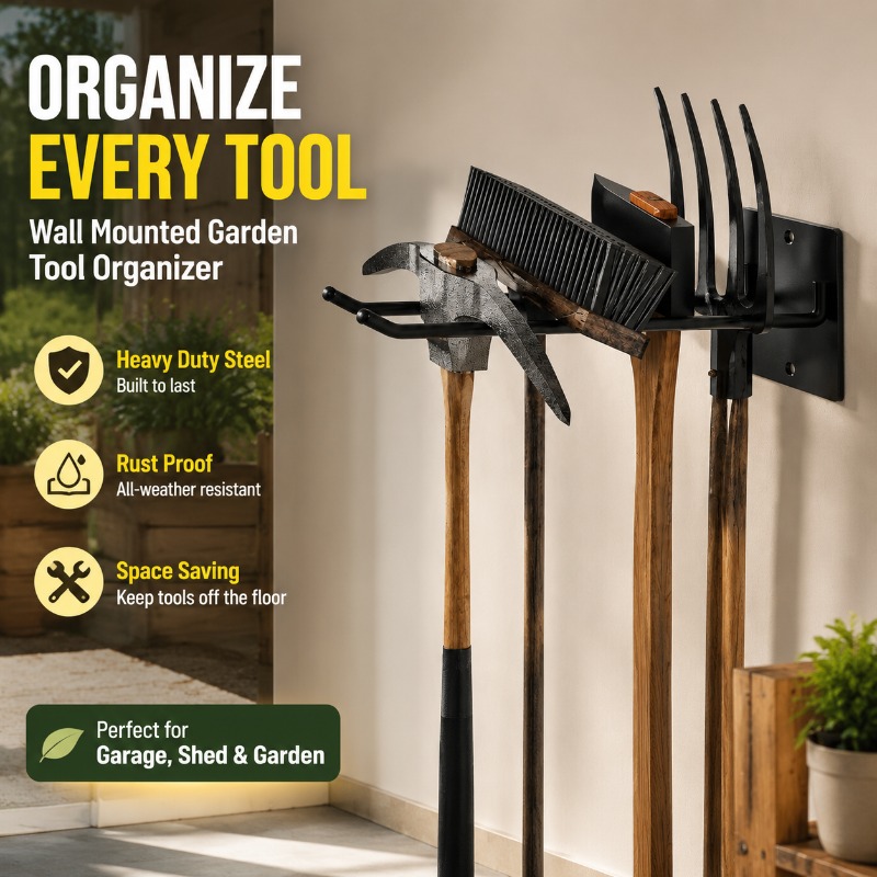 رف تخزين أدوات الحديقة المثبت  - مراجعة Gardening Tools Holder وسعره